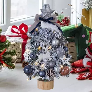 Мини-настольная новогодняя елка с огнями, маленькое искусственное дерево, освещенная столешница