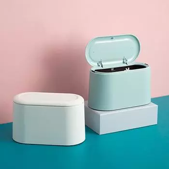 Мини настольные банки практичные мусорные баки с крышкой бытовые чистые мусорные ящики подарок на стол белый