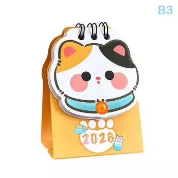 Мини настольный календарь на 2026 год, год Лошади, мультяшный, портативный, на спирали, месячный планировщик, декор для офиса и дома, новогодний подарок