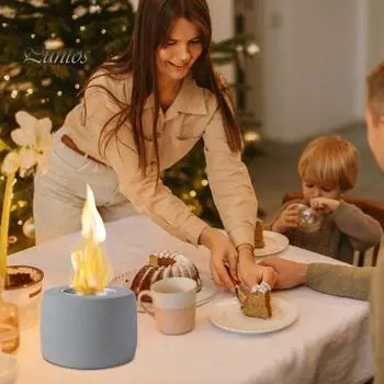 Мини-настольный костер с крышкой для использования в помещении, на открытом воздухе, на заднем дворе, на балконе, на патио, на столе, цементный камин, прочная переносная печь, горелка, украшение светло-серый