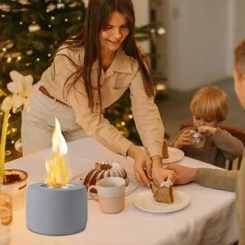 Мини-настольный костер с крышкой для использования в помещении, на открытом воздухе, на заднем дворе, на балконе, на патио, на столе, цементный камин, прочная переносная печь, горелка, украшение светло-серый