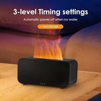 Мини настольный увлажнитель с имитацией пламени, светодиодные цветные огни, можно добавлять эфирные масла, настройка времени, USB-диффузор, ароматерапия