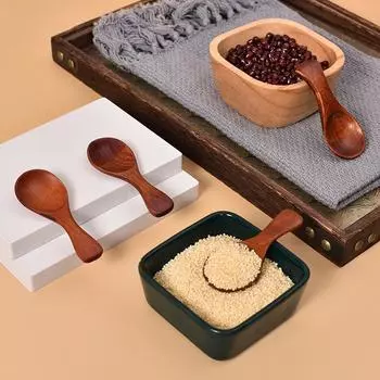 Мини-натуральная деревянная ложка, совок, чай, кофе, приправа, соль, приправа, сахарная ложка, ложка для мороженого бежевый