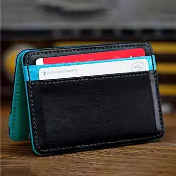 Мини-нейтральный двойной кожаный кошелек с держателем для карт, кошелек, зажим для денег