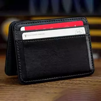 Мини-нейтральный волшебный двойной кожаный кошелек с держателем для карт, кошелек, зажим для денег