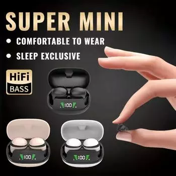 Мини-невидимые наушники для сна, беспроводные наушники Bluetooth 5.3 с микрофоном, внутриканальные наушники с шумоподавлением, водонепроницаемые гарнитуры IPX5 хаки