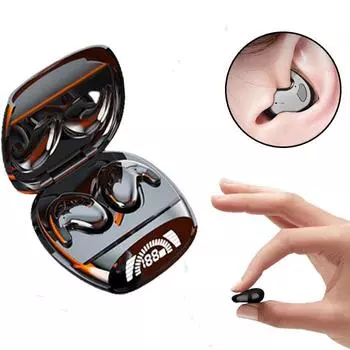 Мини-невидимые наушники для сна Bluetooth 5.3 Скрытые наушники Водонепроницаемые шумоподавление TWS Беспроводные гарнитуры Спортивные стереонаушники чёрный