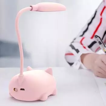 Мини-ночник с милым домашним животным, свиньей, USB-зарядка, складная светодиодная маленькая настольная лампа, студенческая обучающая защита для глаз, книжные лампы, прикроватный декор