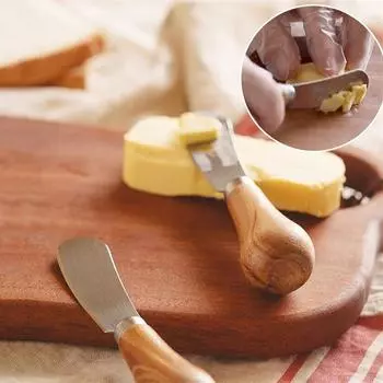 Мини-нож для масла, нож для нарезки сыра, креативный нож для масла, нож для заправки салата, джема, деревянная ручка из нержавеющей стали