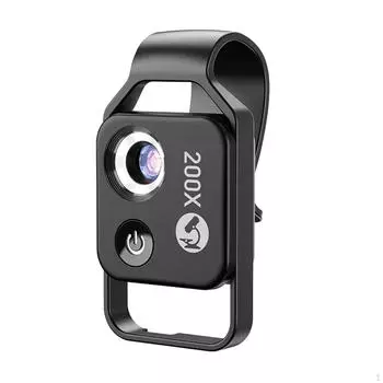 Мини-объектив для микроскопа для телефона, адаптер, черный, аксессуар, 200-кратный объектив для камеры