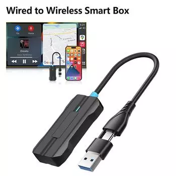 Мини обновленный беспроводной адаптер Carplay 2 в 1 USB Type C Plug & Play Player Kit для автомобиля OEM Проводной Carplay для Apple Phone iOS