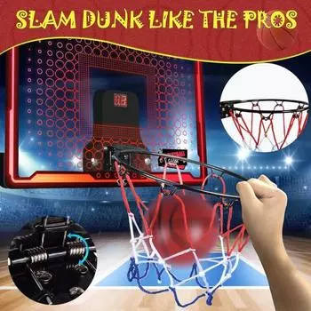 Мини-обруч для баскетбола в помещении со светодиодной подсветкой, настенное баскетбольное кольцо для двери с 2 мячами, баскетбольная игрушка для мальчиков красный