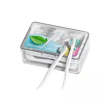Мини-одноразовая зубная щетка с гранулами персикового фреша, зубной пастой и зубочисткой - гипоаллергенная полиэфирная щетина, компактный дизайн, портативный футляр для хранения Mint