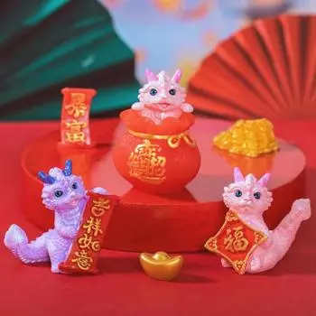 Мини-орнамент дракона, яркие цвета, милая фигурка дракона, украшение из смолы для дома, новогодние украшения K
