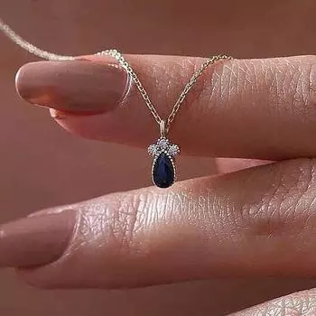 Мини-ожерелье Ebay, уникальное ожерелье с подвеской цвета сапфира, простая студенческая цепочка для свитера