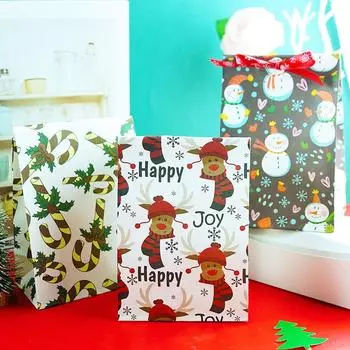 Мини-пакеты из крафт-бумаги 10 шт./лот, рождественский подарок для ребенка, вечеринка, день рождения, еда, бумага, крафт-печать, упаковка для конфет, подарочные пакеты для угощений, принадлежности 10Pcs