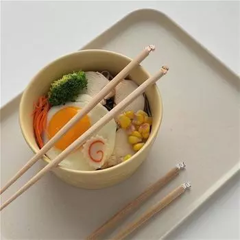 Мини-палочки для еды в виде мультяшных щенков, 2024 г., новые палочки для еды в японском стиле с изображением щенка и котенка, креативные палочки для еды из бамбука для дома