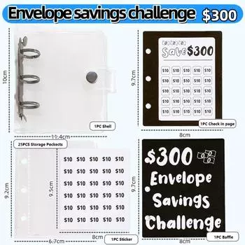 Мини папка-челлендж с конвертами для наличных, блокнот для экономии денег, дети 02