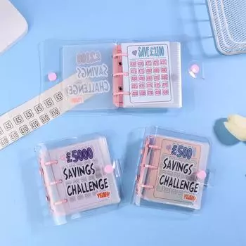 Мини-папка Savings Challenge 150/300/500/2100/5000 Папка для экономии денег, 3 отверстия, ПВХ-папка, блокнот, бюджетная книга для хранения наличных денег