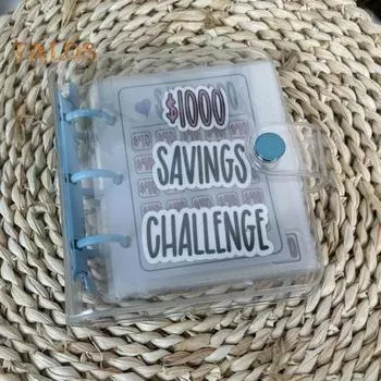 Мини-переплет для бюджета 1000/2100, водонепроницаемый конверт для наличных денег, книга для экономии денег, книга для экономии денег с 25 карманами для денежных монет планировщика бюджета B синий