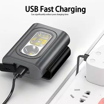 Мини перезаряжаемый налобный фонарь супер яркий COB магнитный фонарь Type-C для бега на открытом воздухе рыбалки чтения аварийной ситуации чёрный