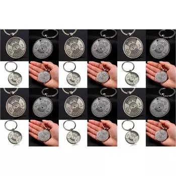 Mini Perpetual Calendar Keychain Ring Unique Metal Keyring 50 Years QDE