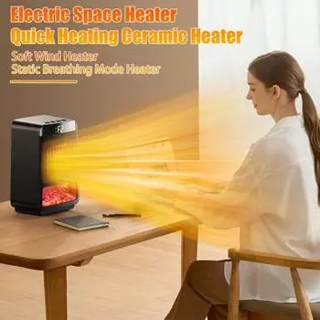 Мини-персональный обогреватель для использования в помещении, огнестойкий, 4 режима работы, регулируемая температура, малошумный, компактный электрический обогреватель EU чёрный