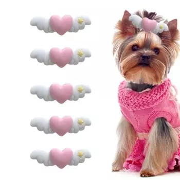 Mini Pet Heart Wings Hairpins Plastic/Metal Dog Grooming Hair Clip Pet Duck Beak Clip Party розовый