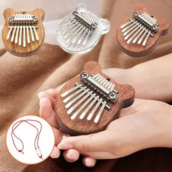 Мини-пианино для большого пальца, 8-клавишное мини-пианино Kalimba Finger, портативное музыкальное пианино Kalimba с ремешками, рождественские подарки на День Благодарения для семьи коричневый