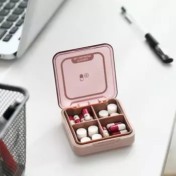 Mini Pill Box Travel Pill Box Pill Storage Box Portable Daily Cross Pill Box Medicine Storage Box Plastic синий