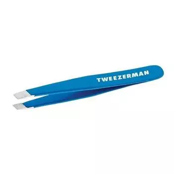 Мини-пинцет Tweezerman из нержавеющей стали скошенный, цвет Bahama, синий, нержавеющая сталь
