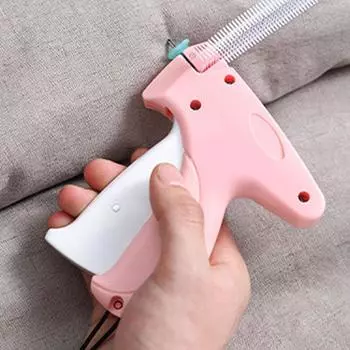 Мини-пистолет для подгибки стежка Микро-инструмент для стежка бирки Ручная швейная машина для одежды розовый