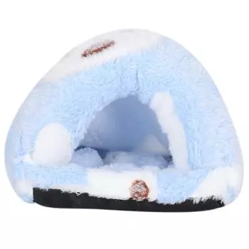 Мини-питомец Зимняя спальная кровать Клетка Съемная Хомяк Морские свинки Теплый Дом Пещера(Синий С) S синий