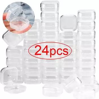 Мини-пластиковый квадратный прозрачный органайзер для ожерелий, сережек, колец, ювелирных изделий, упаковочных коробок, контейнеров для хранения 3.5x3.5x1.8cm