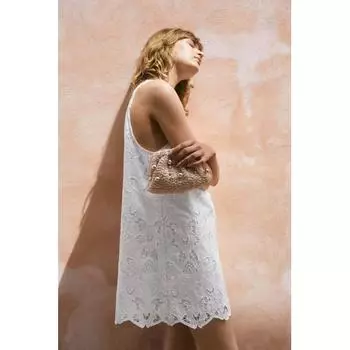 Мини-платье HM Broderie Anglaise, белое