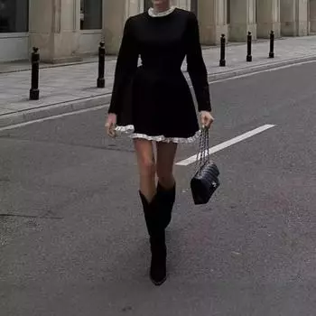 Мини-платье из кружева Splice для женщин с высокой талией, узкие элегантные платья, женское свадебное платье в стиле ретро, женская одежда S чёрный