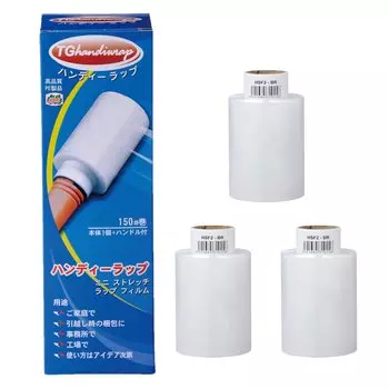 Мини-пленка для стретч-пленки Japax Handy Wrap, рулон 150 м, 1 основная часть, комплект из 3 сменных рулонов +