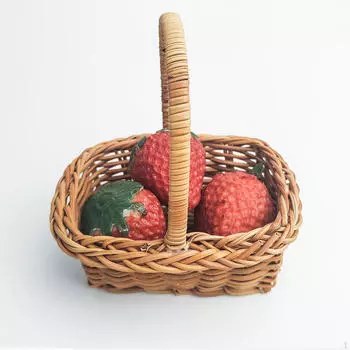 Мини-плетеная корзина из ротанга с ручкой 3,5x2,3x4 дюйма для хранения игрушек ручной работы в деревенском стиле «сделай сам» для