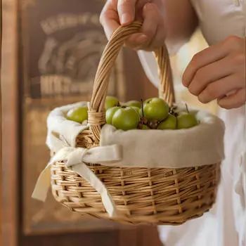 Мини-плетеная корзина с ручкой, пустая, подарочная, ручной работы, деревенский, универсальный хлеб для пикника