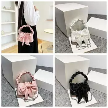 Мини плиссированная ручная сумка с металлической цепочкой, модная сумка через подмышку, элегантная женская сумка через плечо INS белый