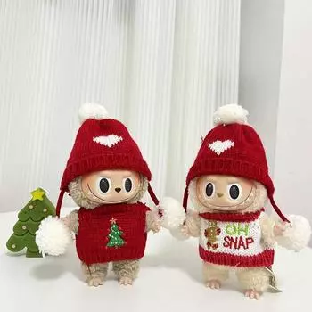 Мини плюшевая кукольная одежда наряд для рождественской куклы Labubu одежда для кукол цветные толстовки аксессуары для кукол рождественские украшения