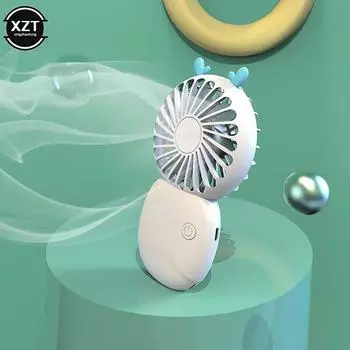 Mini Pocket Fan USB Chargeable Mini Fan Handheld Fans with Base Summer Outdoor Portable Hand Hold Wireless Fan with Phone Holder зелёный