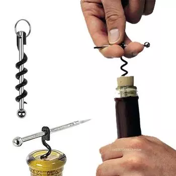 Мини карманный штопор для бутылок красного вина из нержавеющей стали, металлический штопор для официанта, штопор для бутылок вина, портативный брелок-открывашка для бутылок