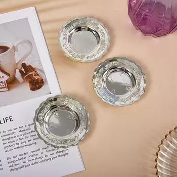 Мини-поднос для хранения золота, 10 шт., серебряная тарелка с фруктами для торта, дисплей для ювелирных изделий, пластиковый поднос для вечеринки, тарелка для суши для домашнего декора серебряный