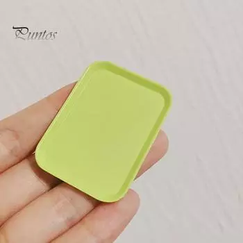 Мини-поднос для кукольного домика, металлическая имитация, сервировочная тарелка, поднос для чая, реалистичный миниатюрный поднос, декоративные украшения для кукольного домика зелёный