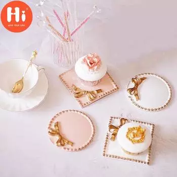 Мини-поднос для торта из смолы Hi, держатель для торта с бантом, десертное блюдо, тарелка для свадьбы, вечеринки, дня рождения, украшение десертного стола