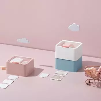 Мини-подставка для ювелирных изделий с крышкой, двухслойная сетка для хранения ватного диска, ватный тампон, губная помада, серьги, ожерелье, туалетный столик, пыленепроницаемый белый