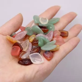 Мини-подвеска из натурального камня в форме листа с отверстием, винтажные хрустальные камни для исцеления Рейки, амулеты для раскрытия творческих способностей в изготовлении ювелирных изделий - поделки своими руками 1813 мм 1Pc/1813mm разноцветный