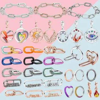 Мини-подвеска из стерлингового серебра S925 с двойным звеном подходит для оригинального браслета для женщин DIY ювелирные изделия