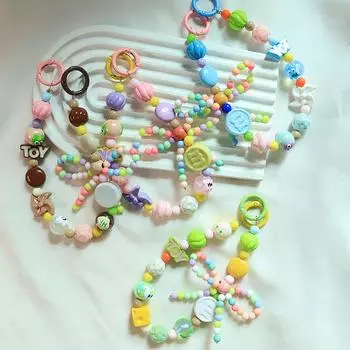 Мини-подвеска с бусинами, аксессуары для самостоятельного изготовления, креативный брелок, милый брелок с бусинами чёрный